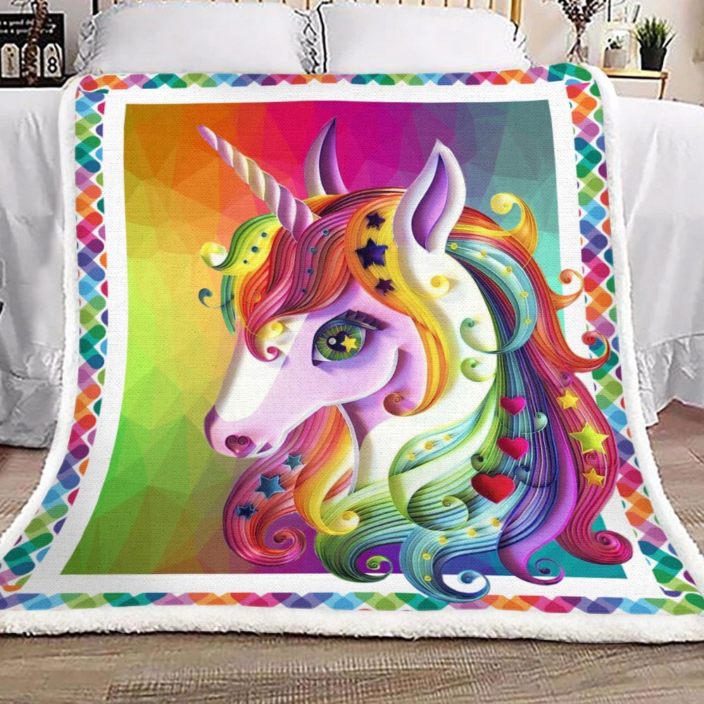 Unicorn Sherpa Fleece Blanket