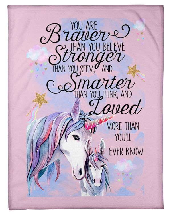 Unicorn You Are Braver Nursery Sherpa Fleece Blanket