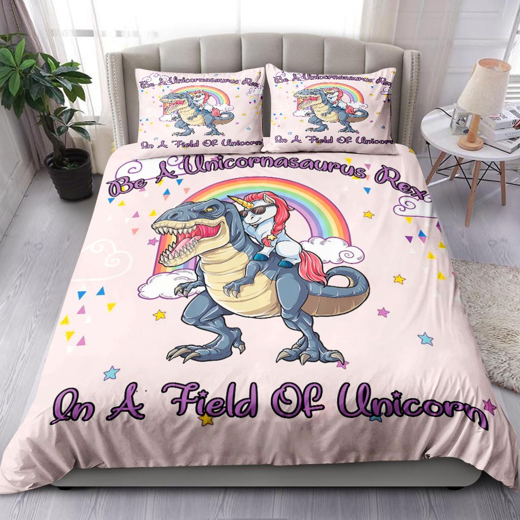 Unicornasaurus Rex In A Field Of Unicorn Bedding Set