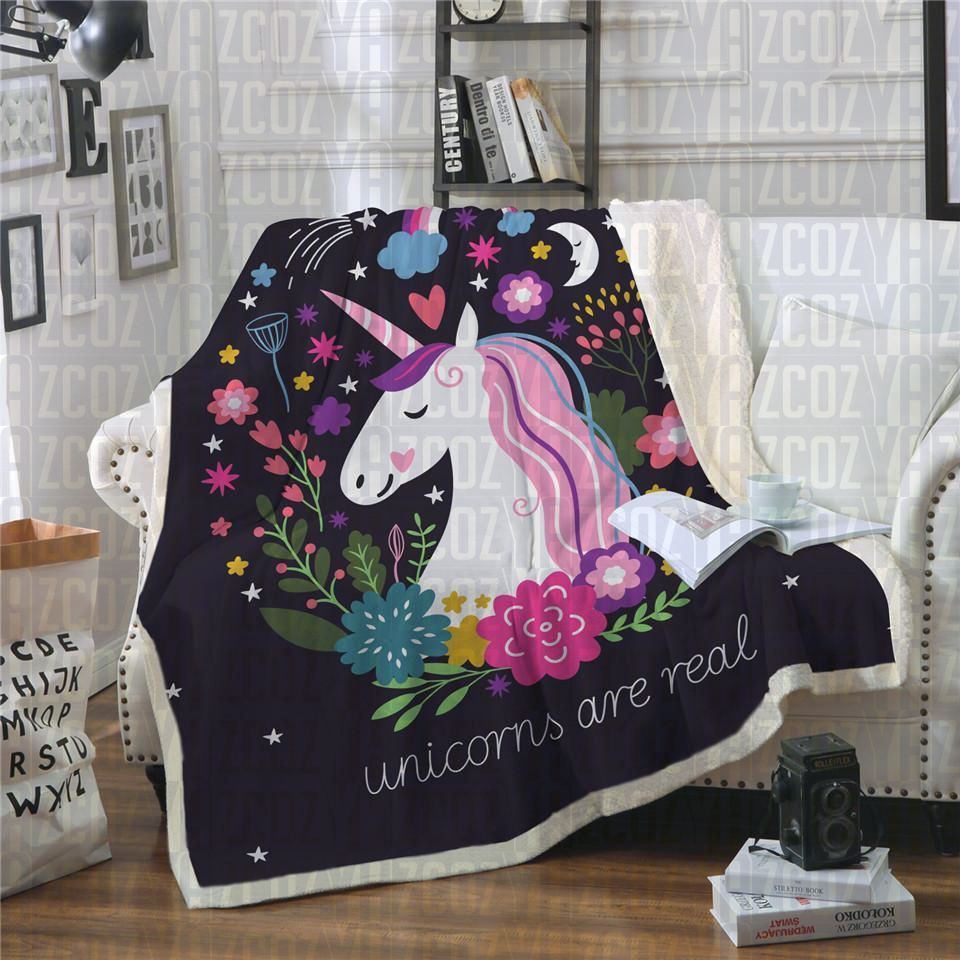 Unicorns Are Real Sherpa Fleece Blanket