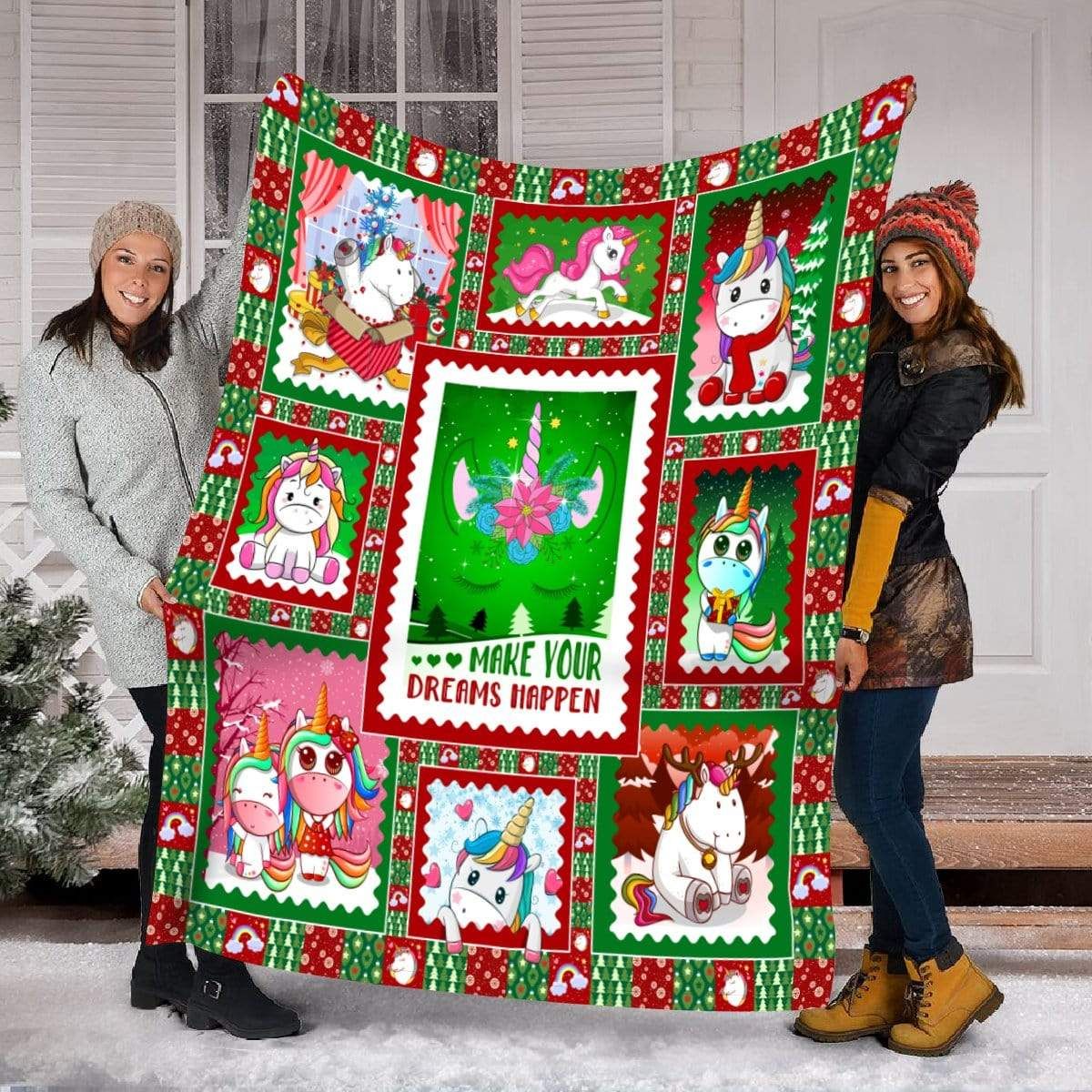 Unicorns Christmas Fleece Blanket