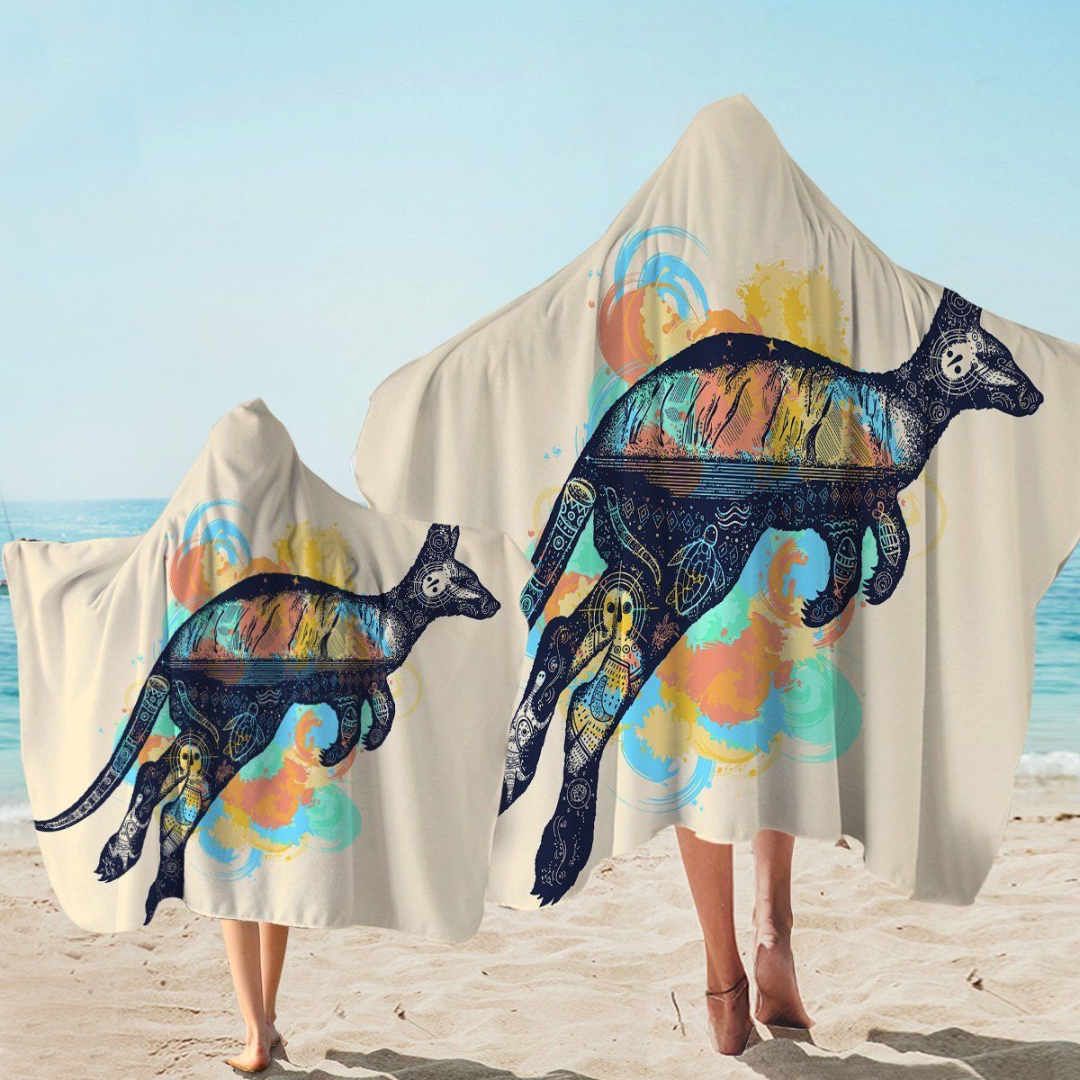 Unique Kangaroo Tan Printed Hooded Towel