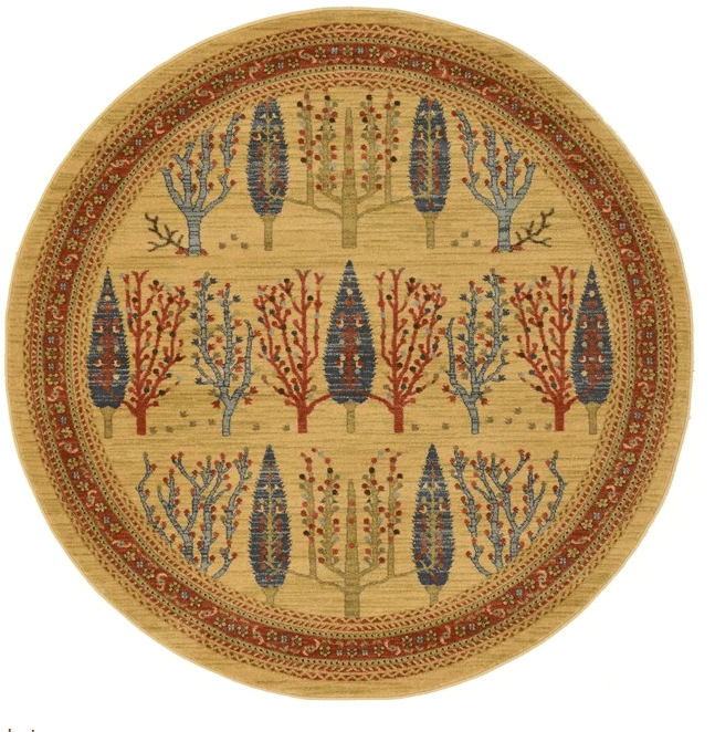 Unique Loom Tan Fars Round Carpet