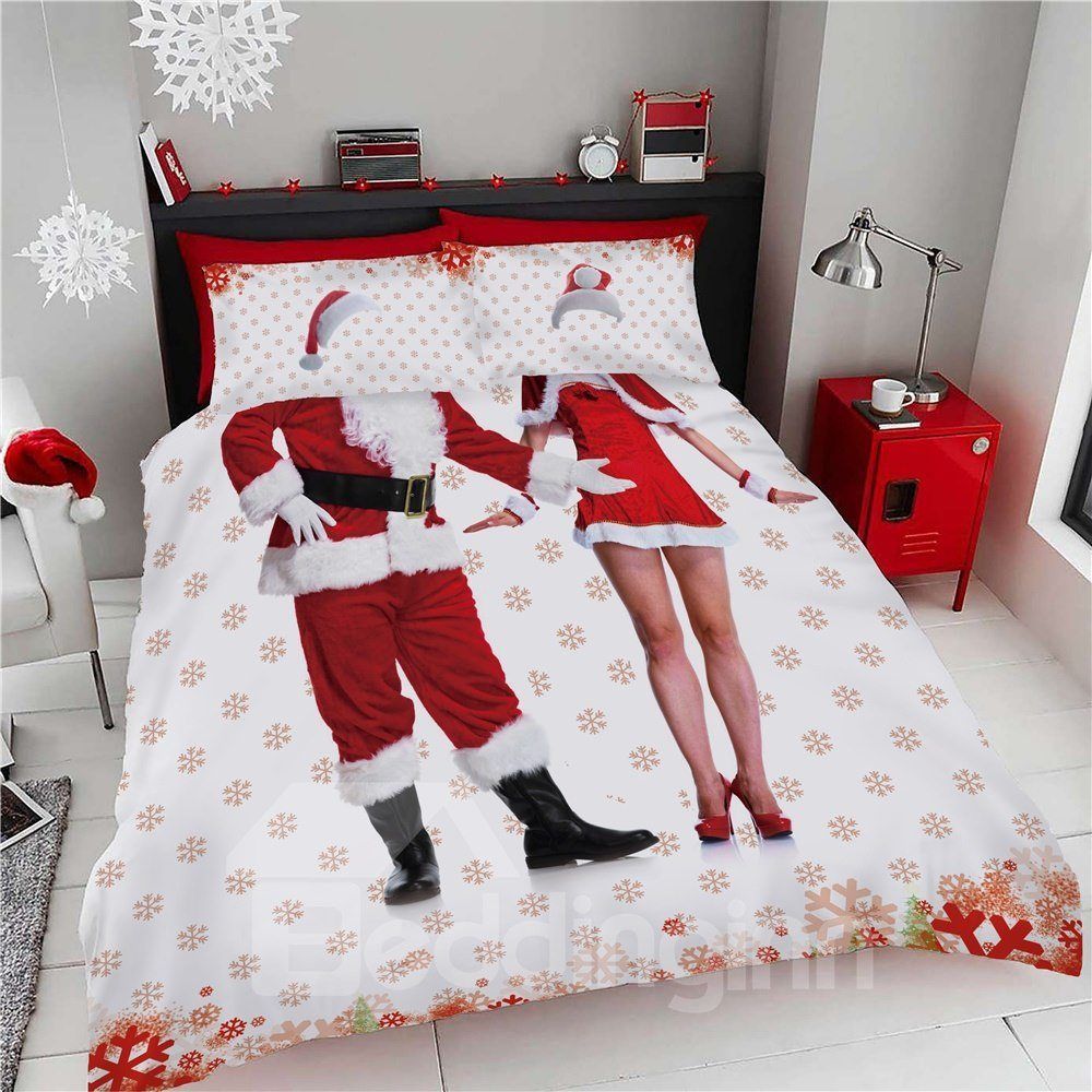 Unique Men And Women Santa Claus Costume Bedding Set