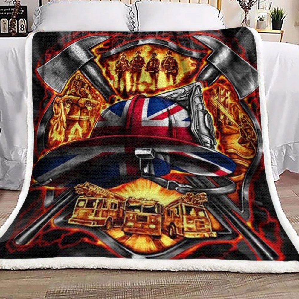 United Kingdom Firefighter Sherpa Fleece Blanket