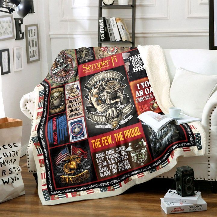 United States Marines Dog Fleece Blanket