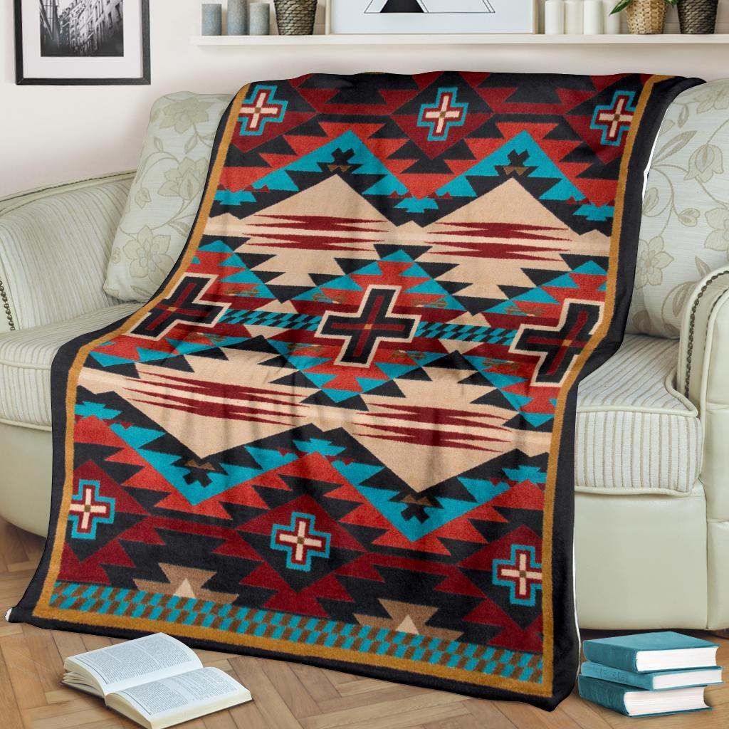 United Tribes Pattern Native American Sherpa Fleece Blanket