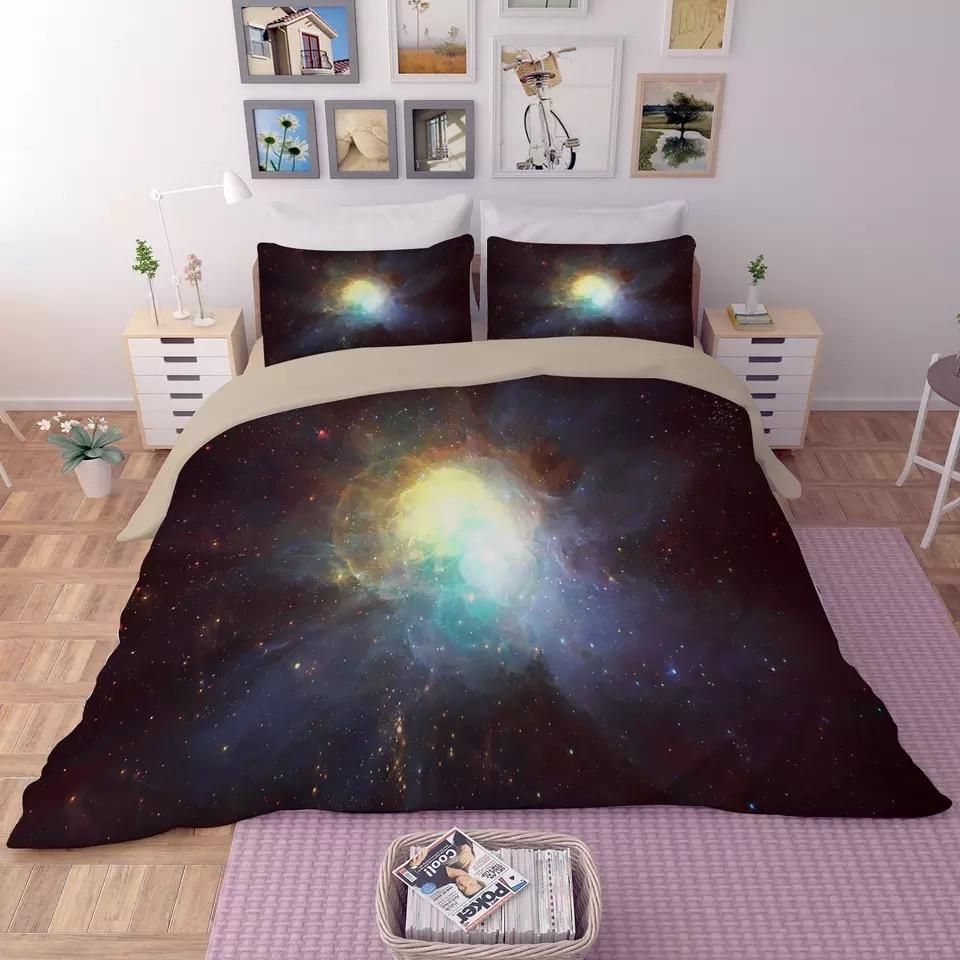 Universe Outer Space Themed Galaxy Black Bedding Set