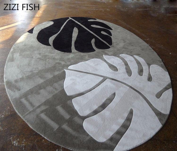 Upholstery Alfombras Leaf Round Carpet