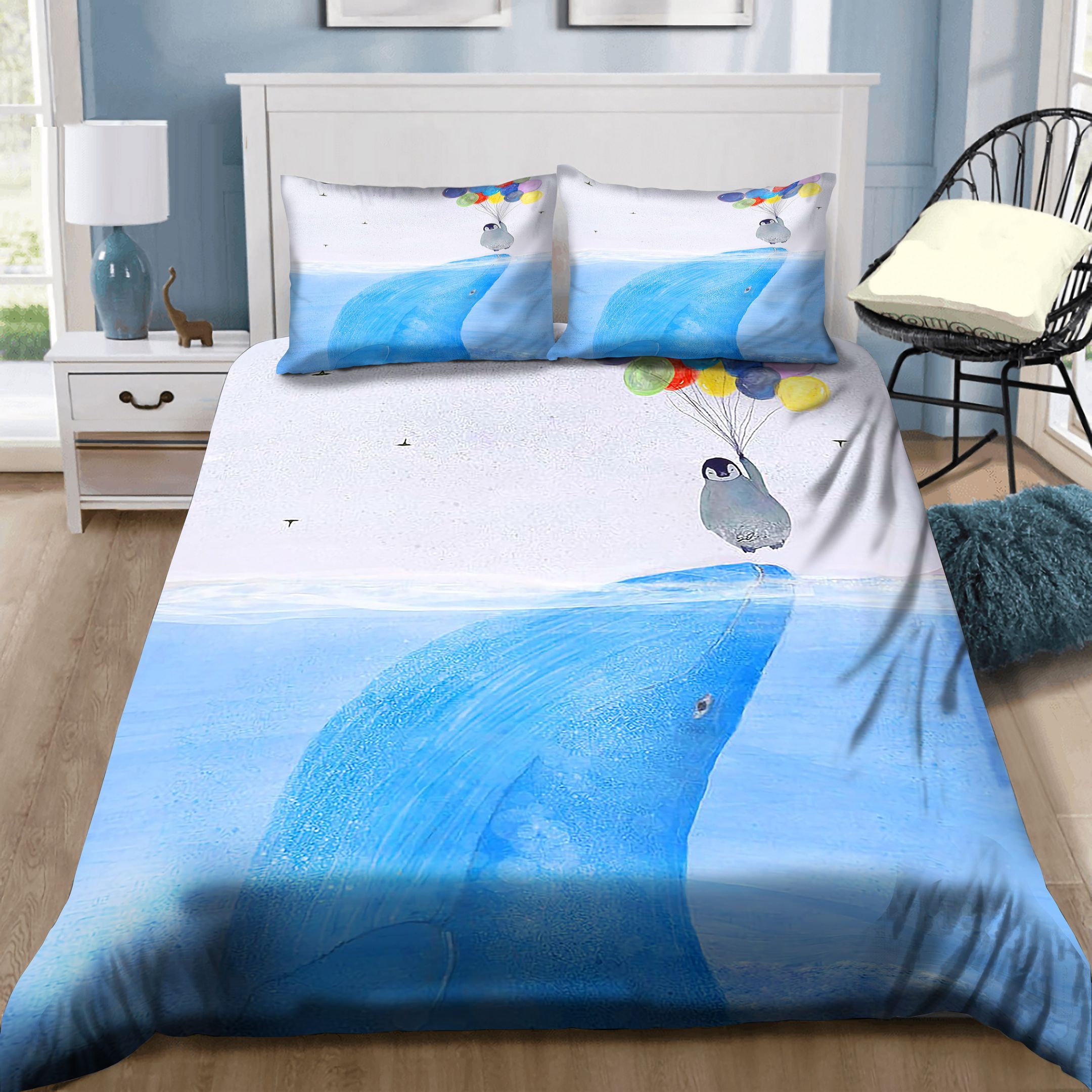 Uplifting Dolphin And Penguin Bedding Set