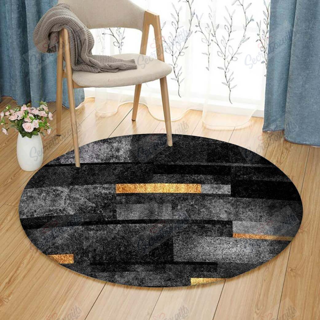 Urban And Gold Round Carpet