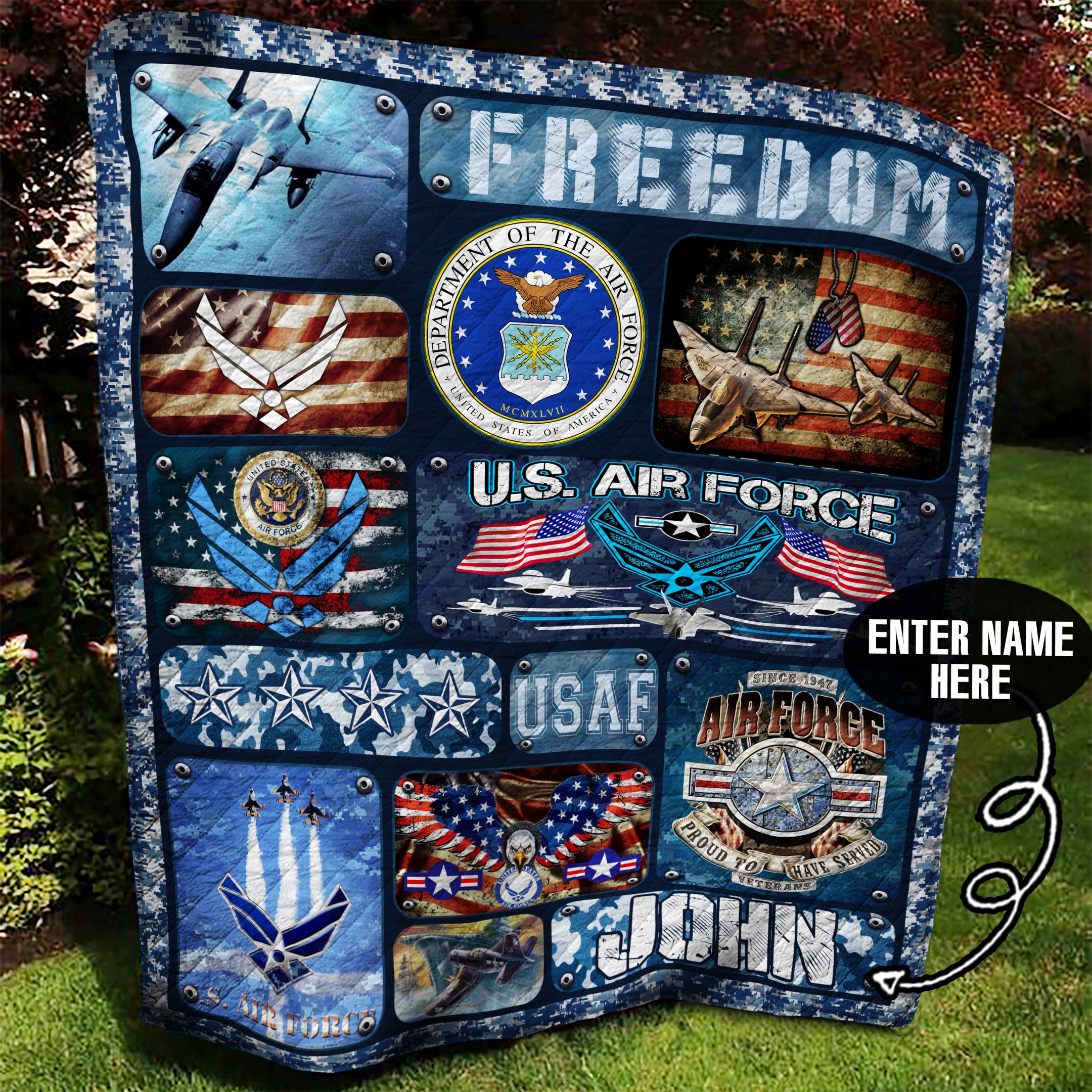 US Air Force Personalized MMM160901MI Quilt Blanket