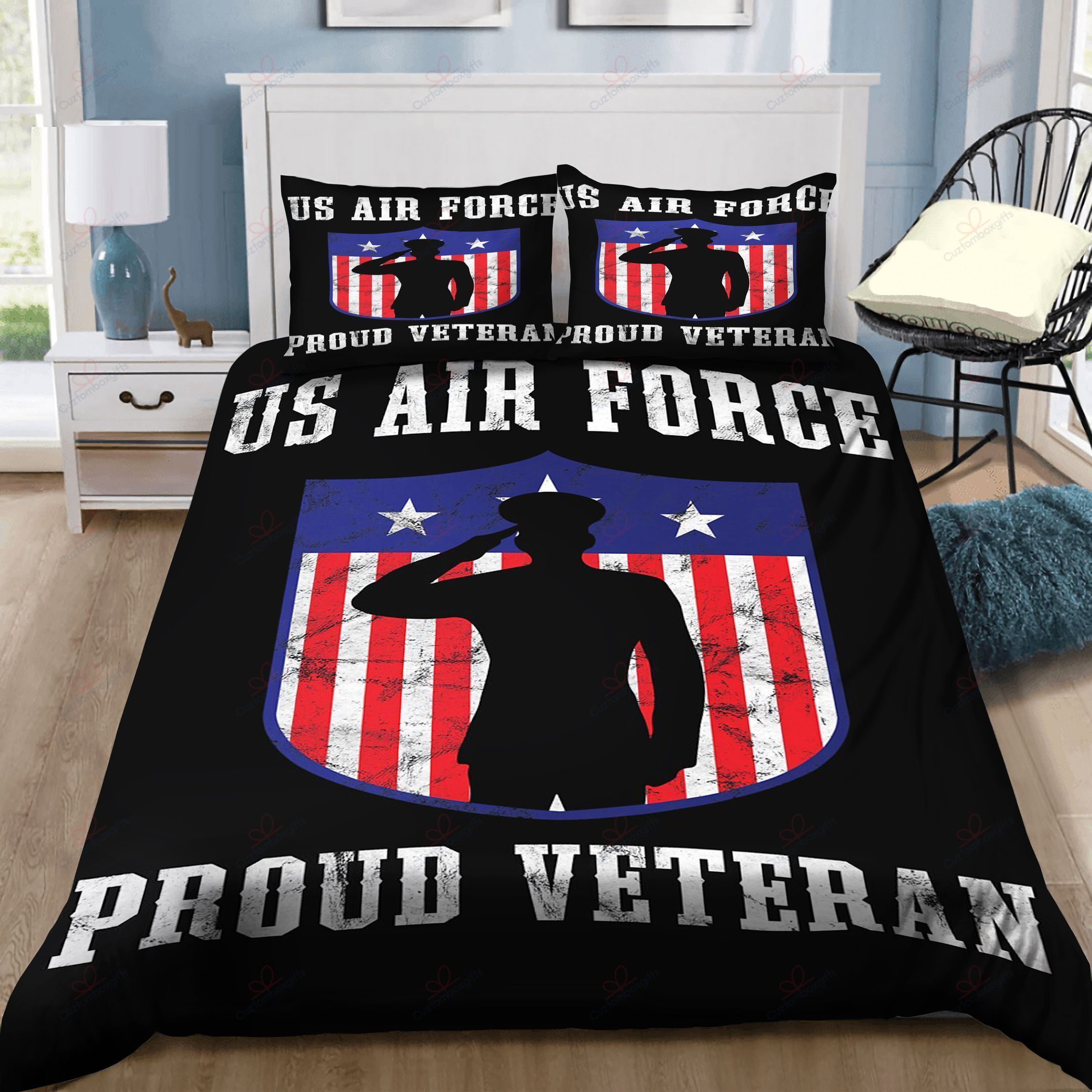 Us Air Force Proud Veteran Independence Day Bedding Set