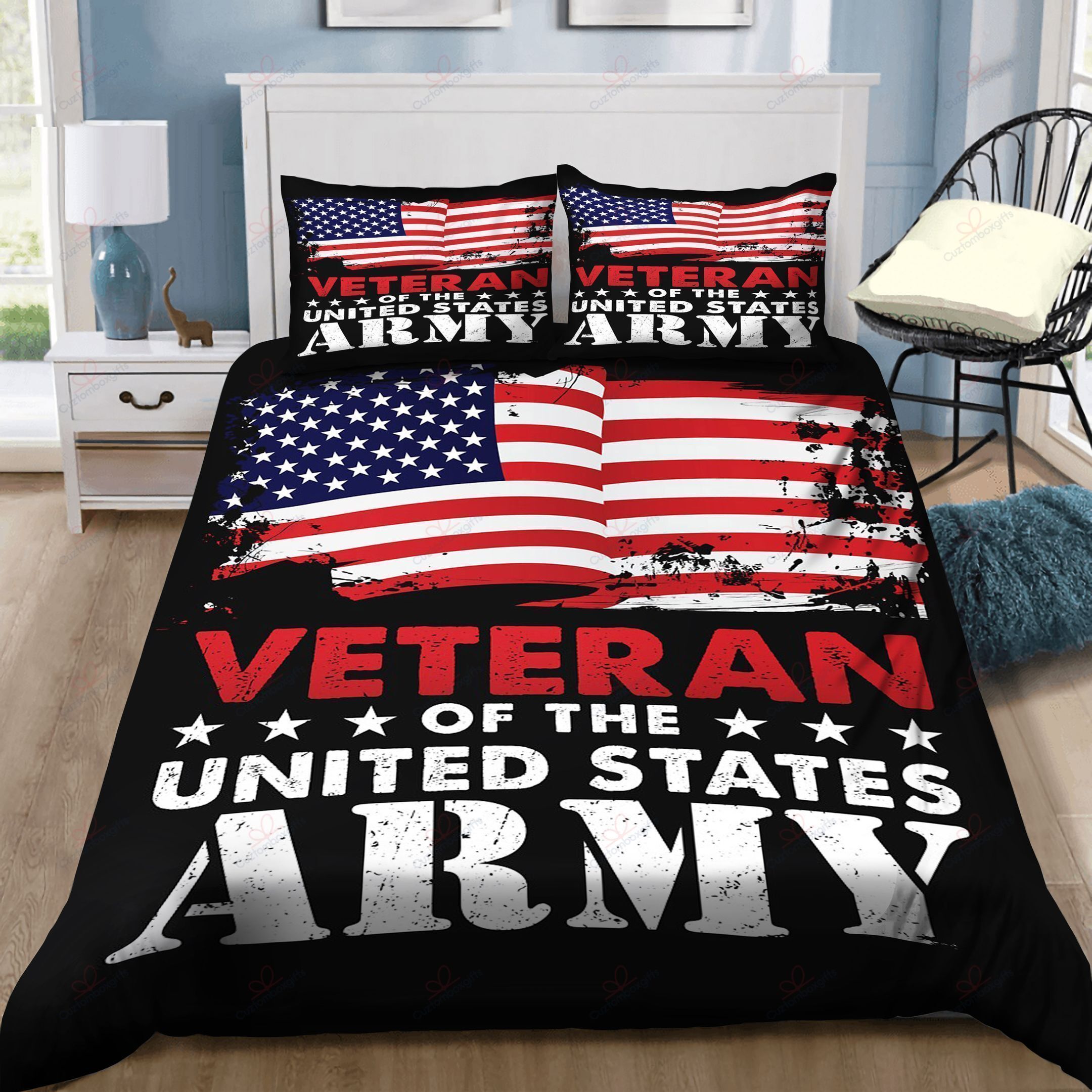 Us American Flag Awesome U.S. Army Veteran Bedding Set