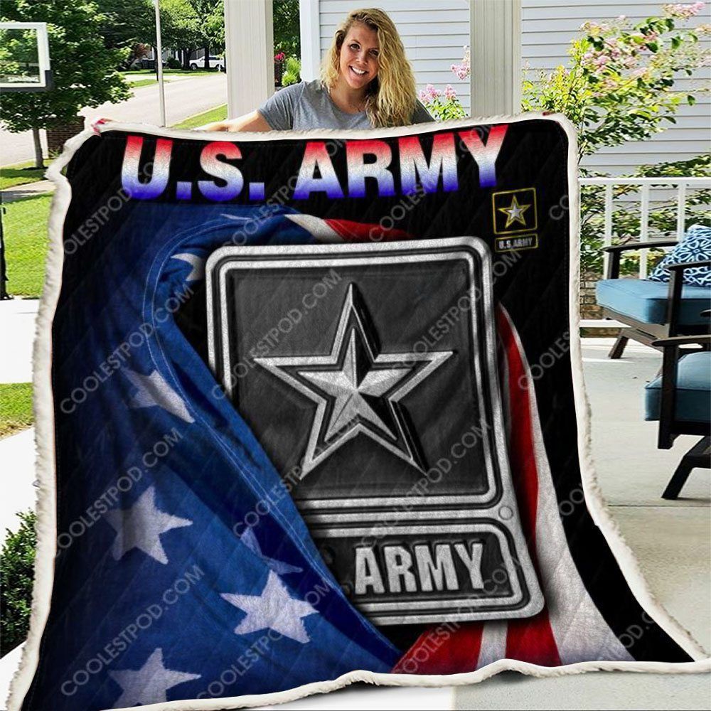 US Army American Flag Sherpa Fleece Blanket