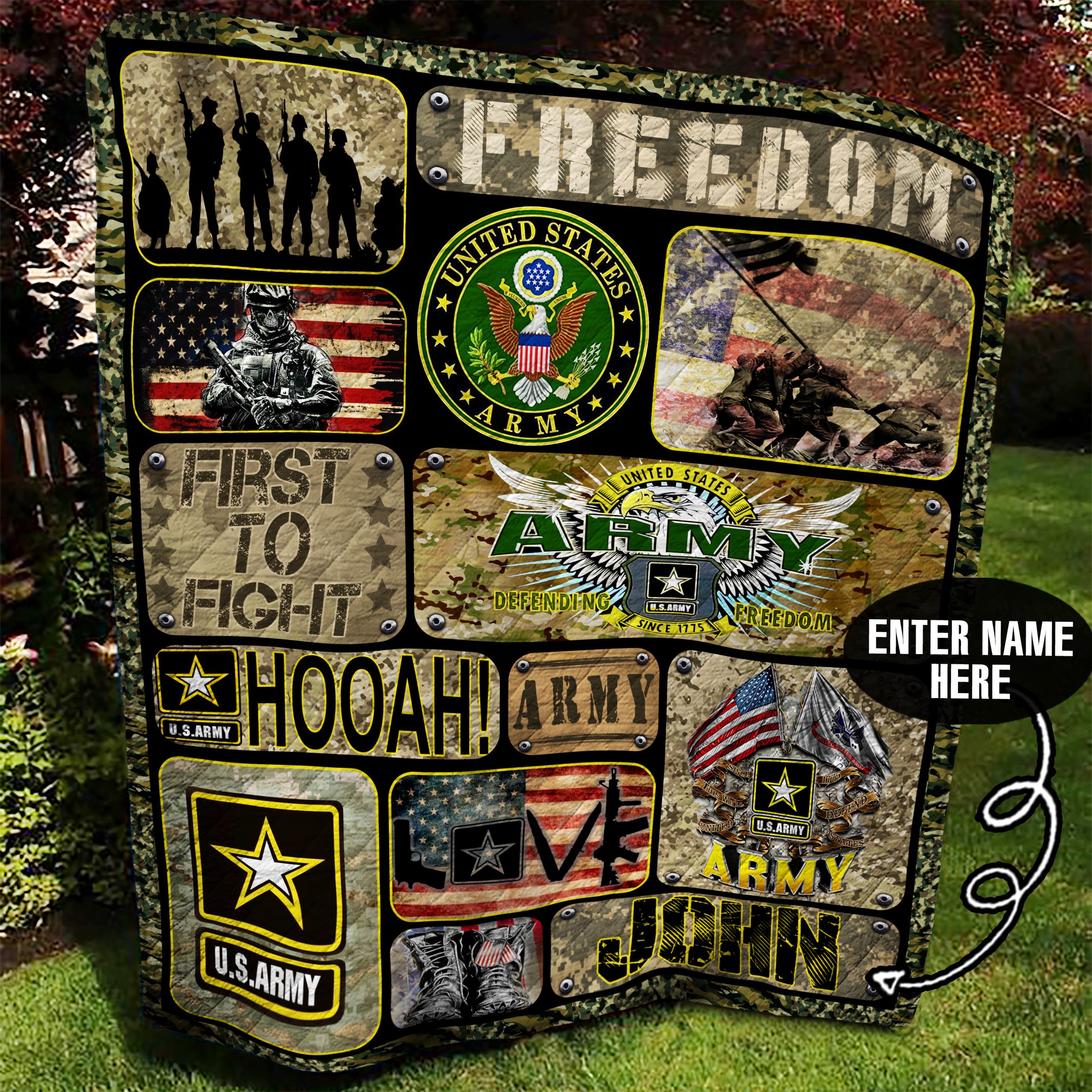 US Army Personalized MMM160902MI Quilt Blanket