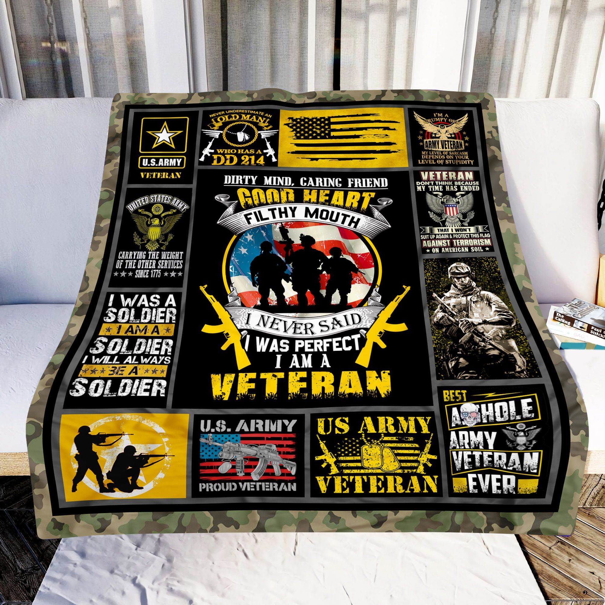 US Army Veteran Sherpa Fleece Blanket