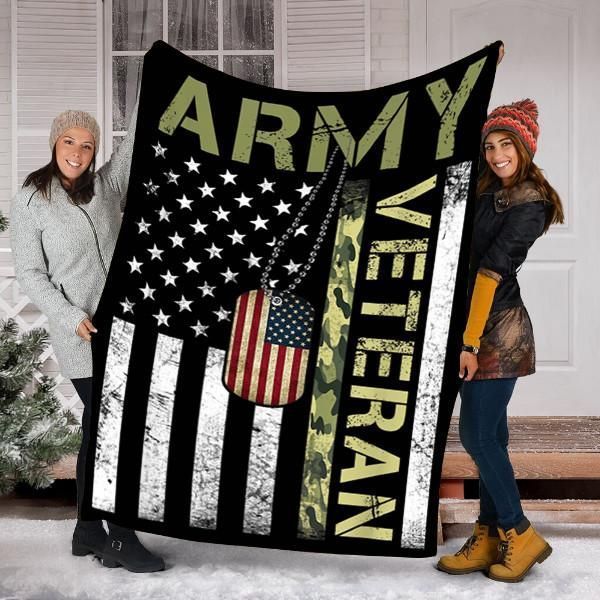 Us Army Veteran Sherpa Fleece Blanket