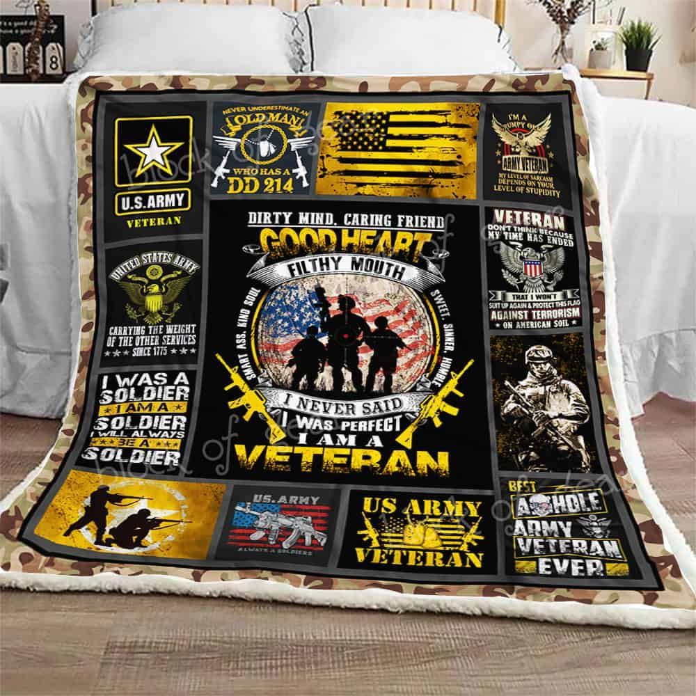 US Army Veteran Sherpa Fleece Blanket