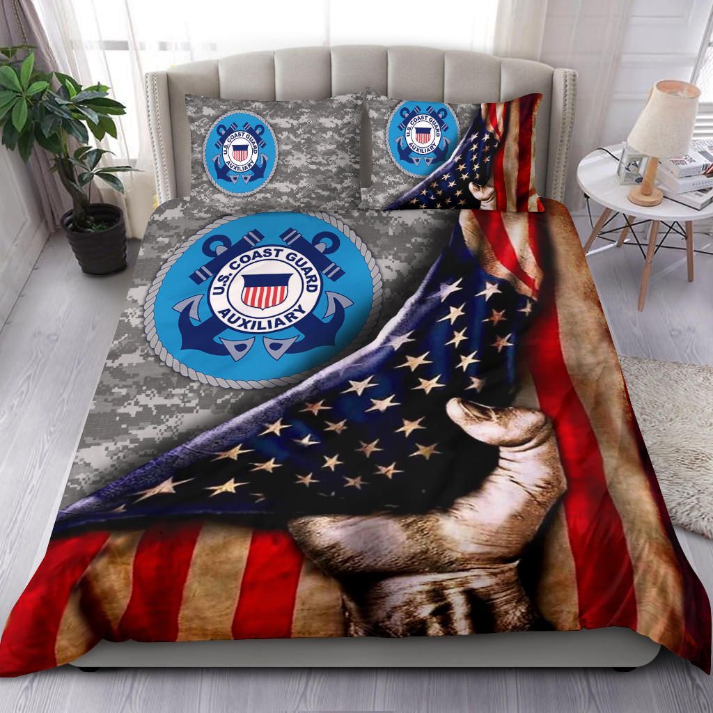 Us Coast Guard American Flag Bedding Set