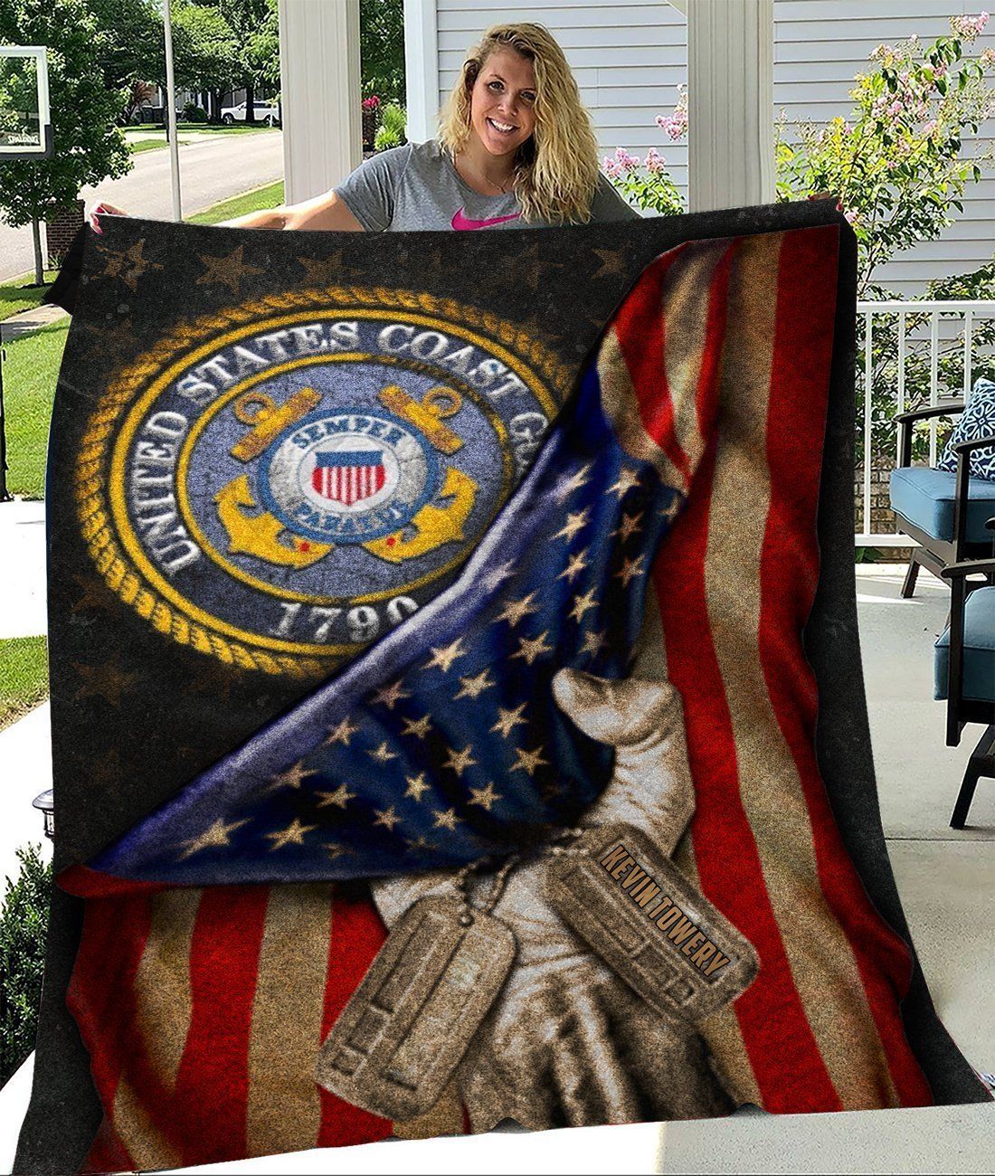 US Coast Guard Flag Quilt Blanket