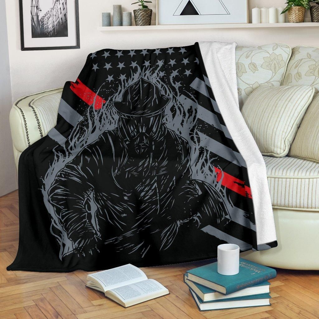 Us Firefighter Sherpa Fleece Blanket