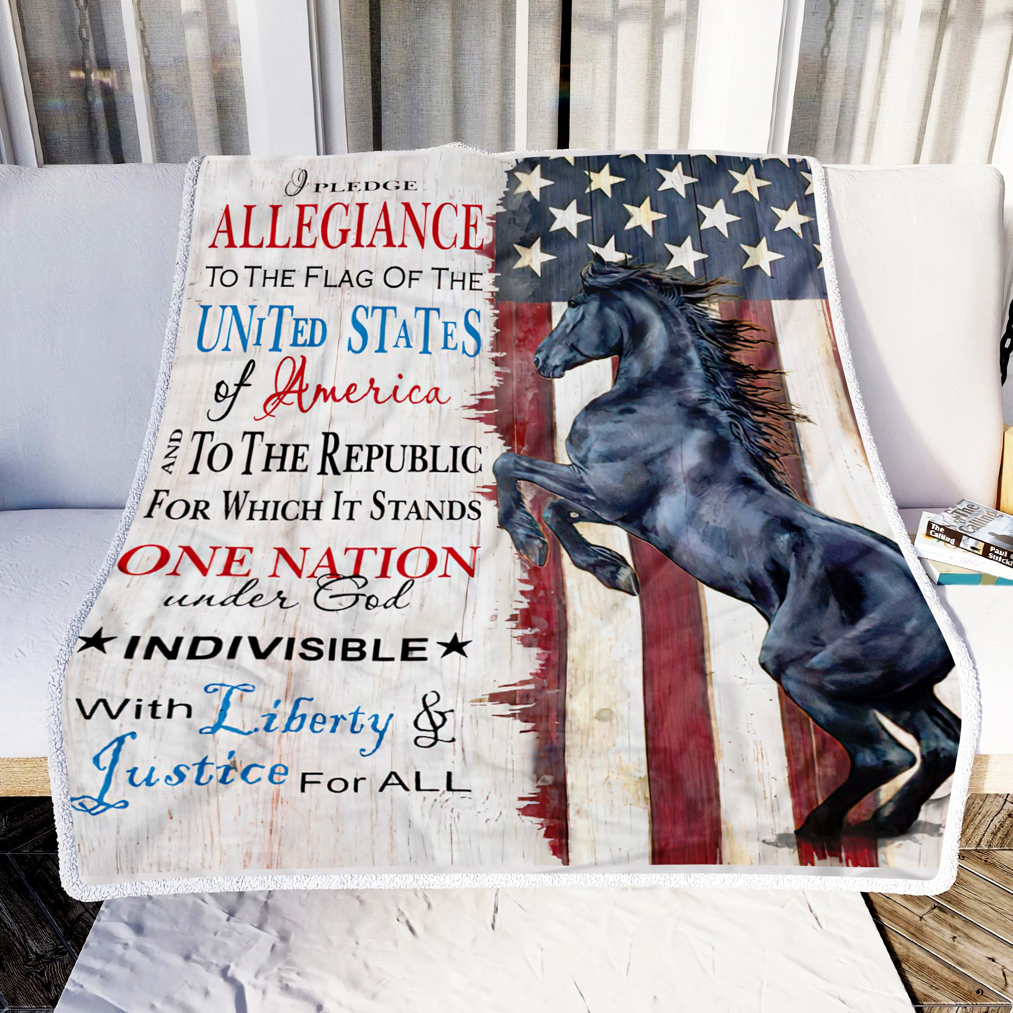 Us Flag Horse Ni1203003YE Fleece Blanket
