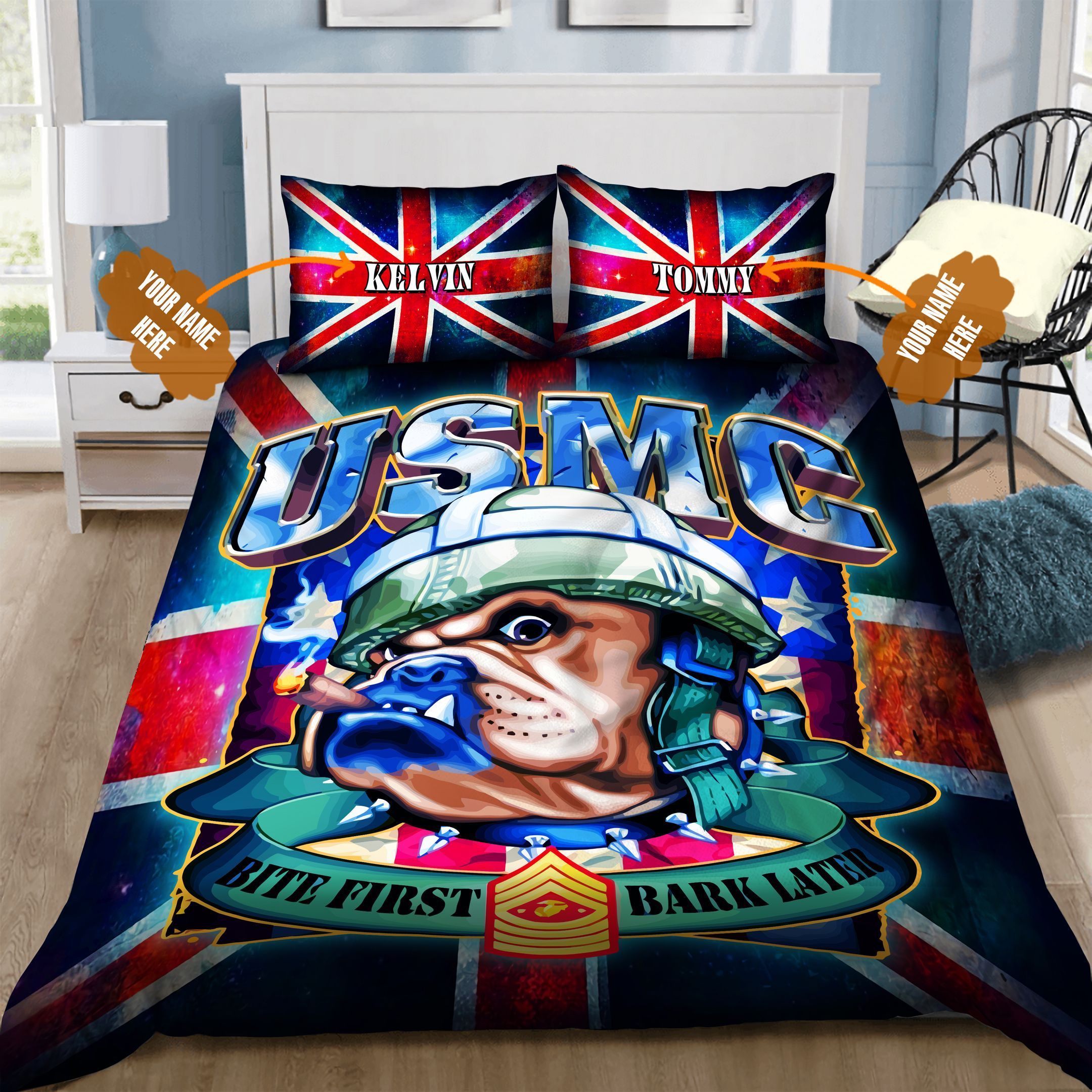 US Marine Corp Personalized Bedding Set