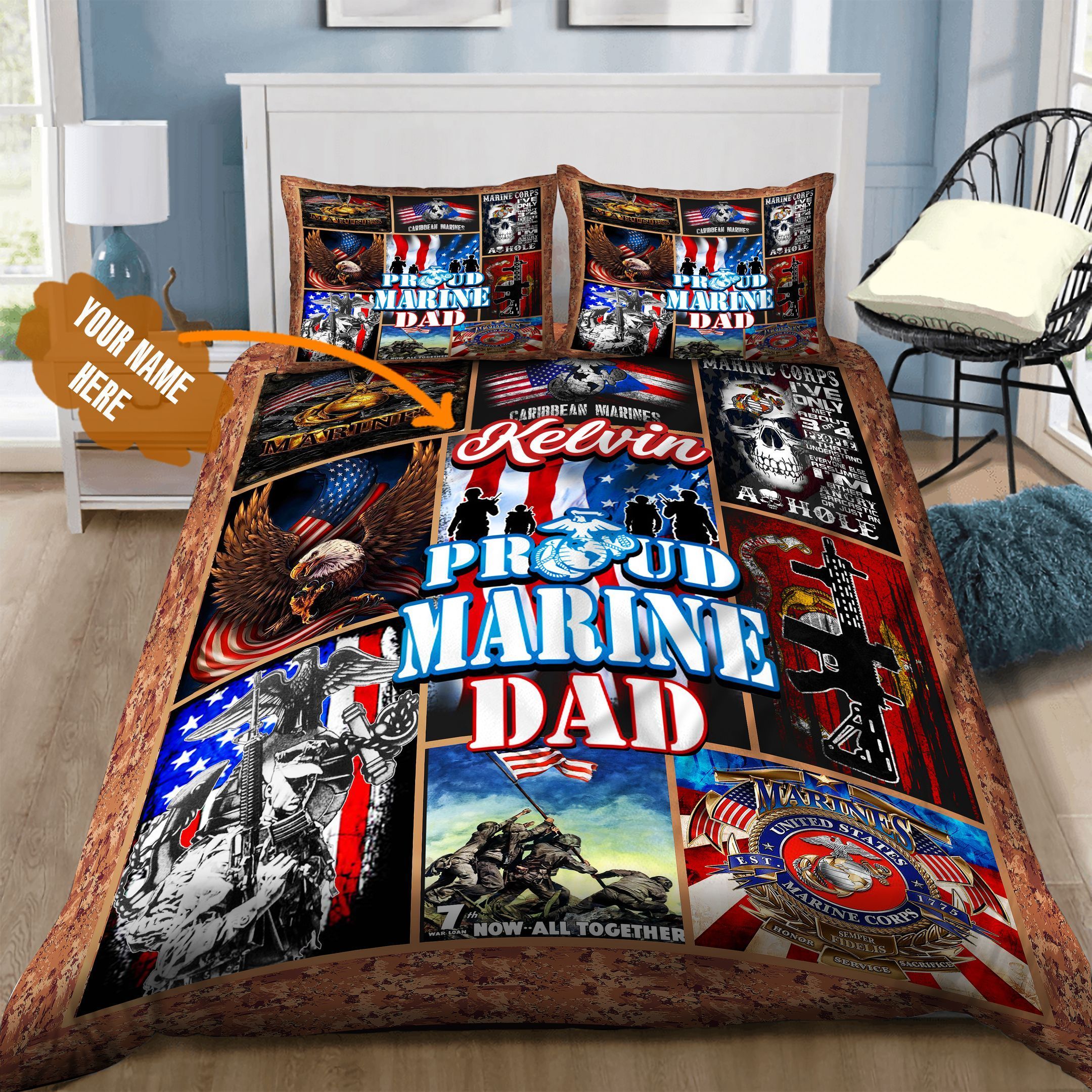 US Marine Corps Personalized Bedding Set