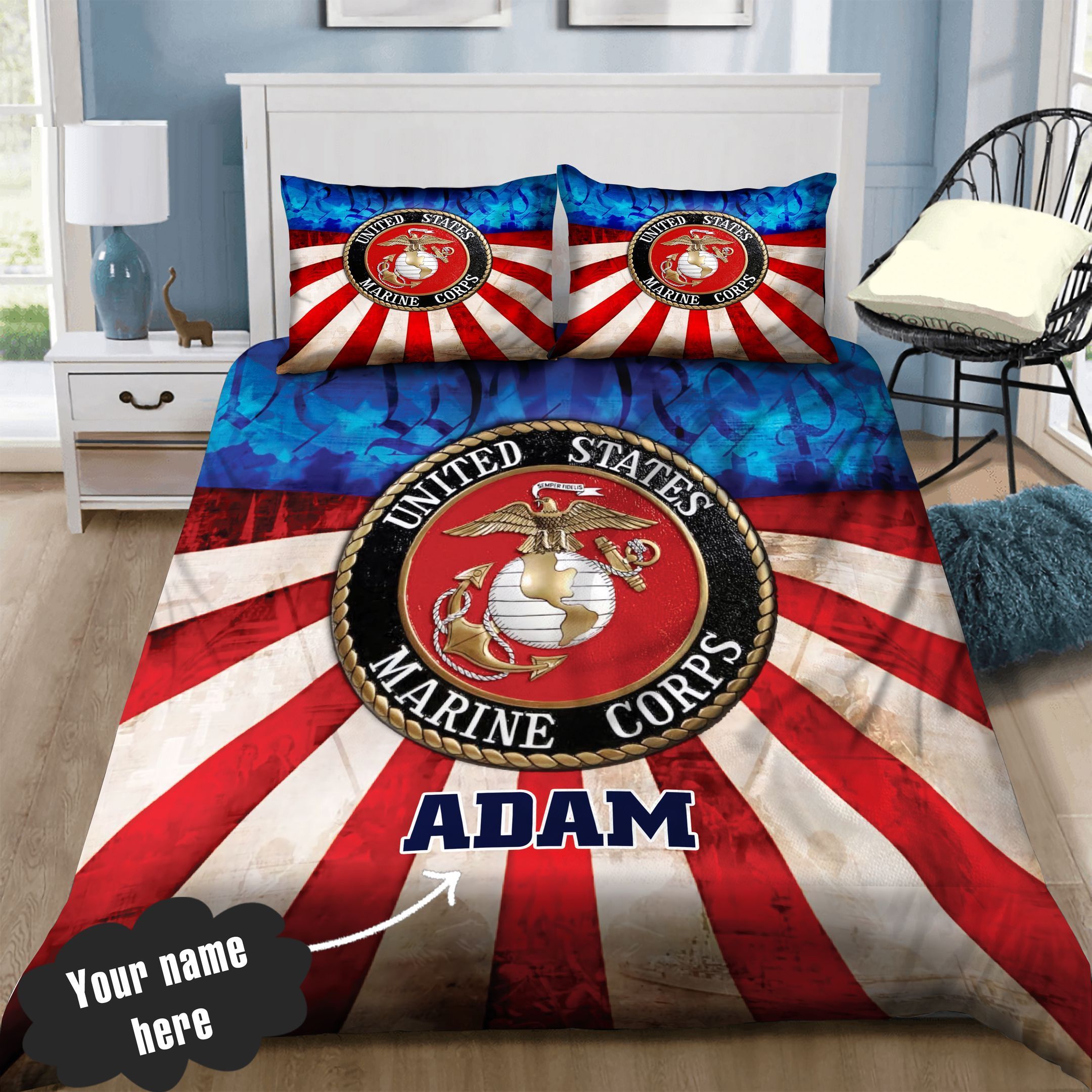 US Marine Corps Personalized Bedding Set