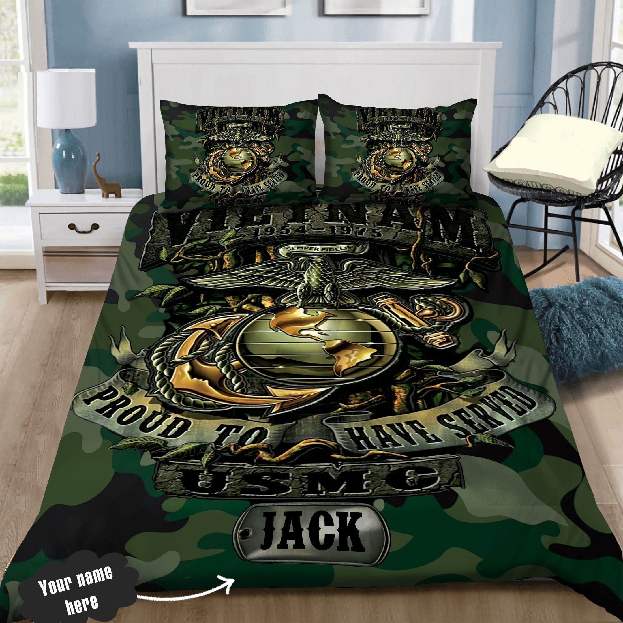 US Marine Corps Personalized Bedding Set