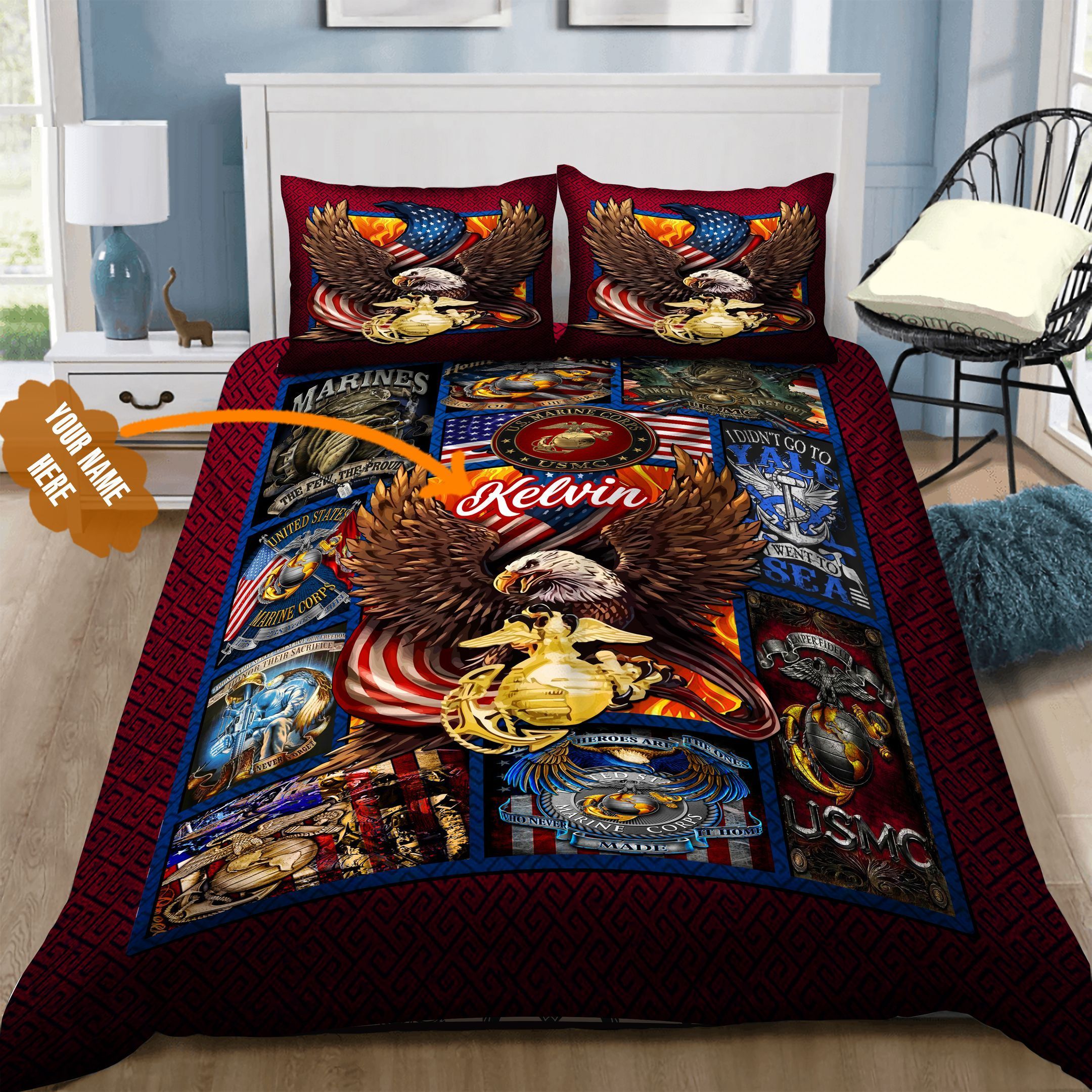 US Marine Corps Personalized Bedding Set