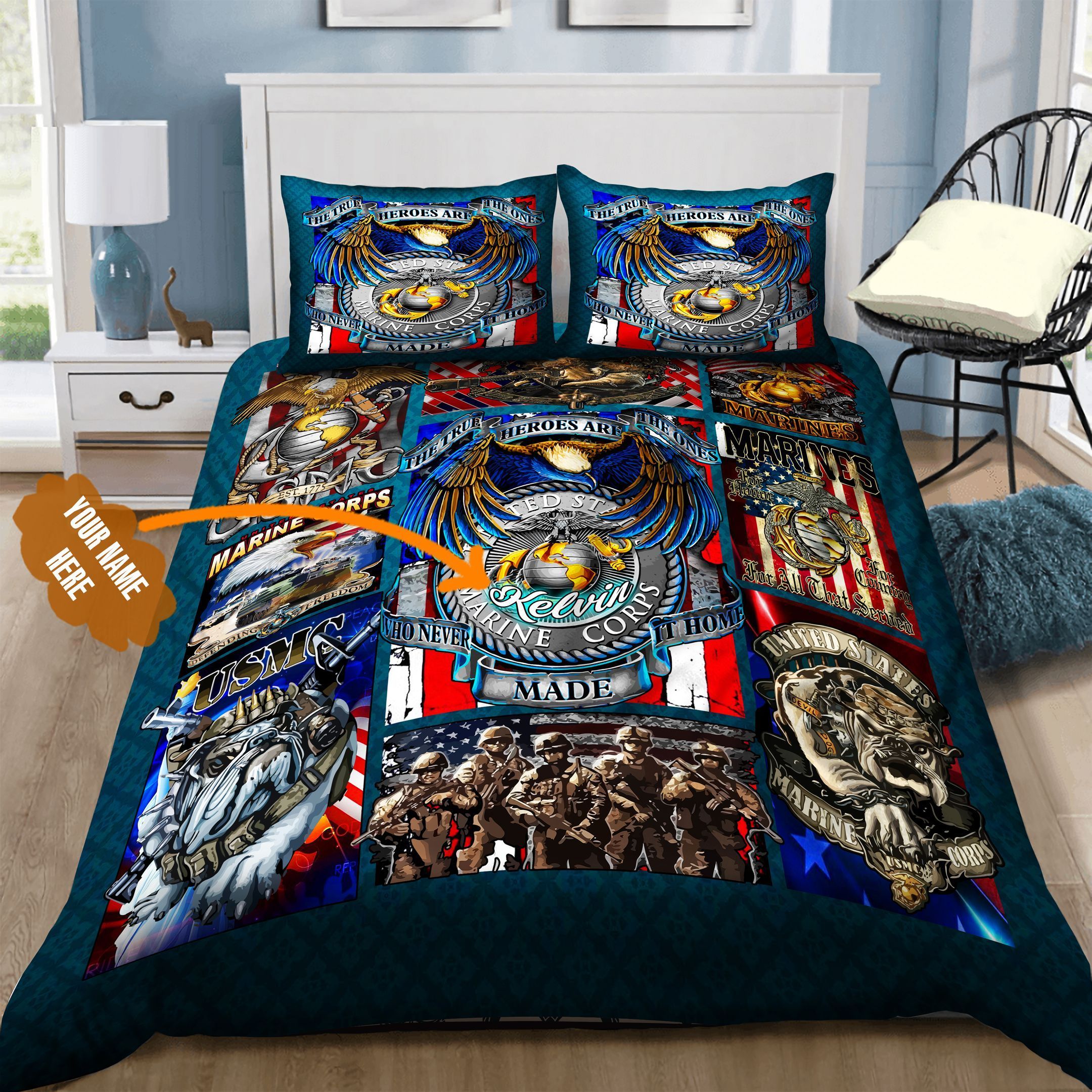 US Marine Corps Personalized Bedding Set