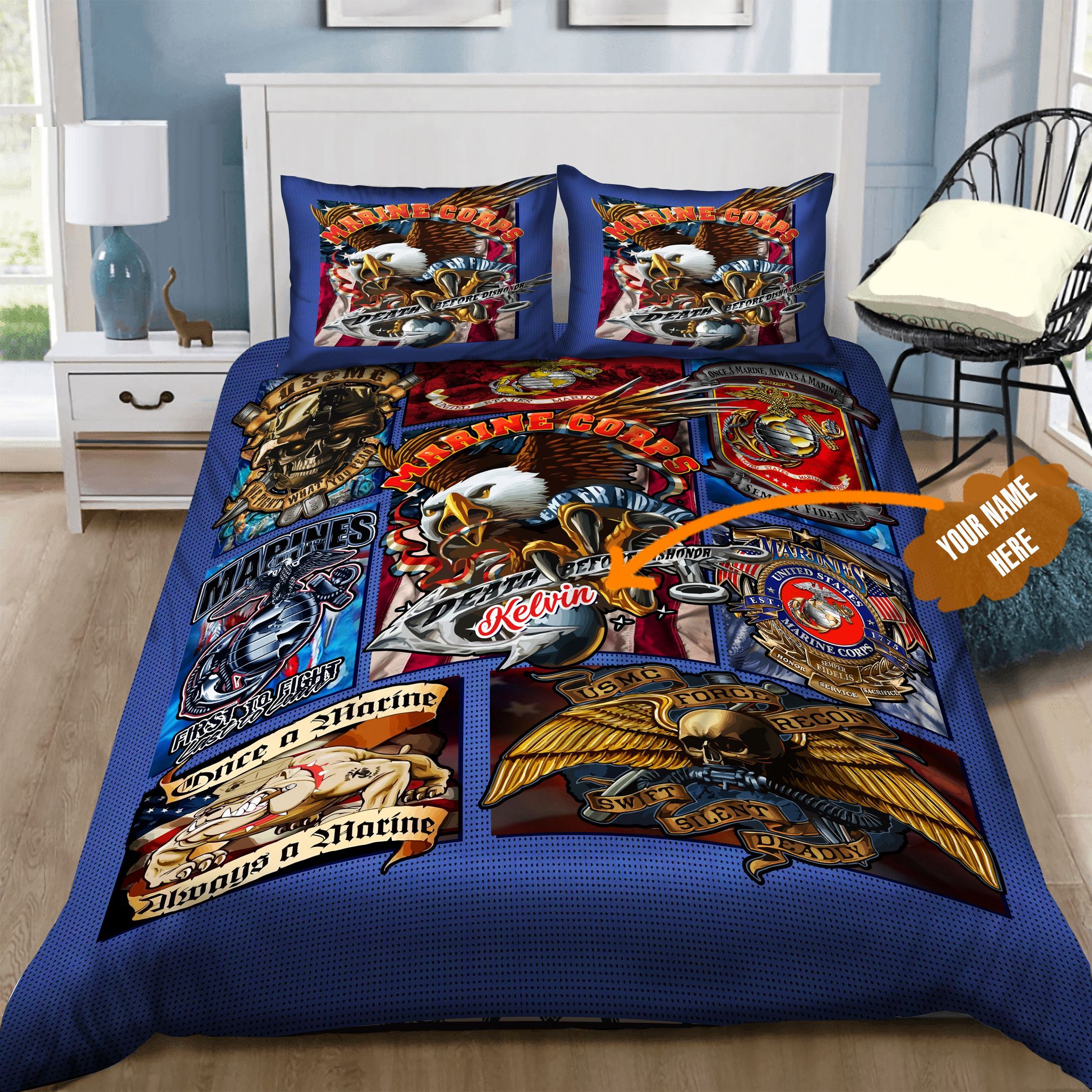 US Marine Corps Personalized Bedding Set