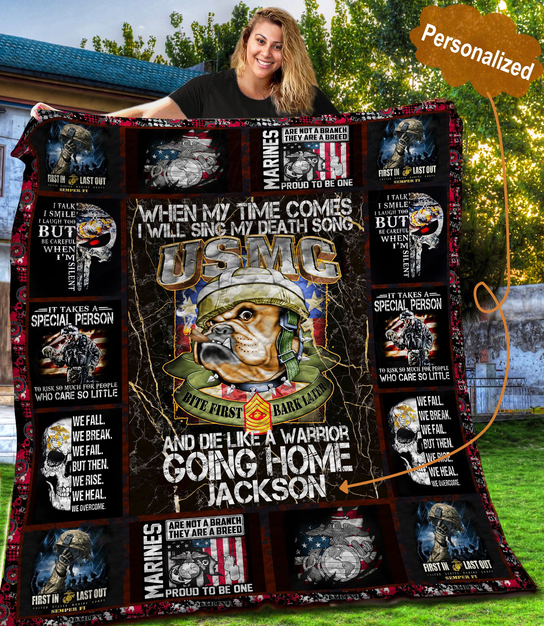 US Marine Corps Personalized Quilt Blanket C9B050601MI