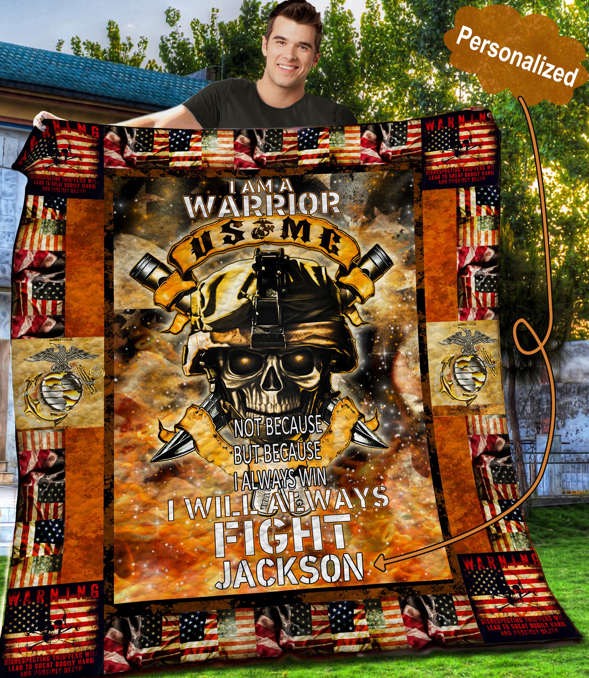 US Marine Corps Personalized Quilt Blanket C9B090601MI
