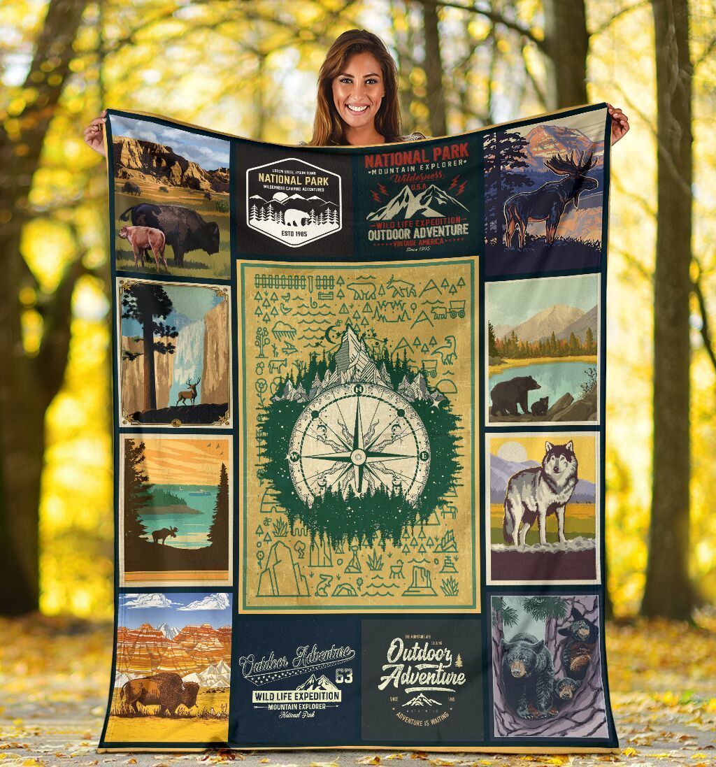 Us National Parks Outdoor Sherpa Fleece Blanket