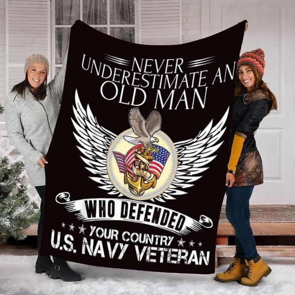 Us Navy Veteran Sherpa Fleece Blanket
