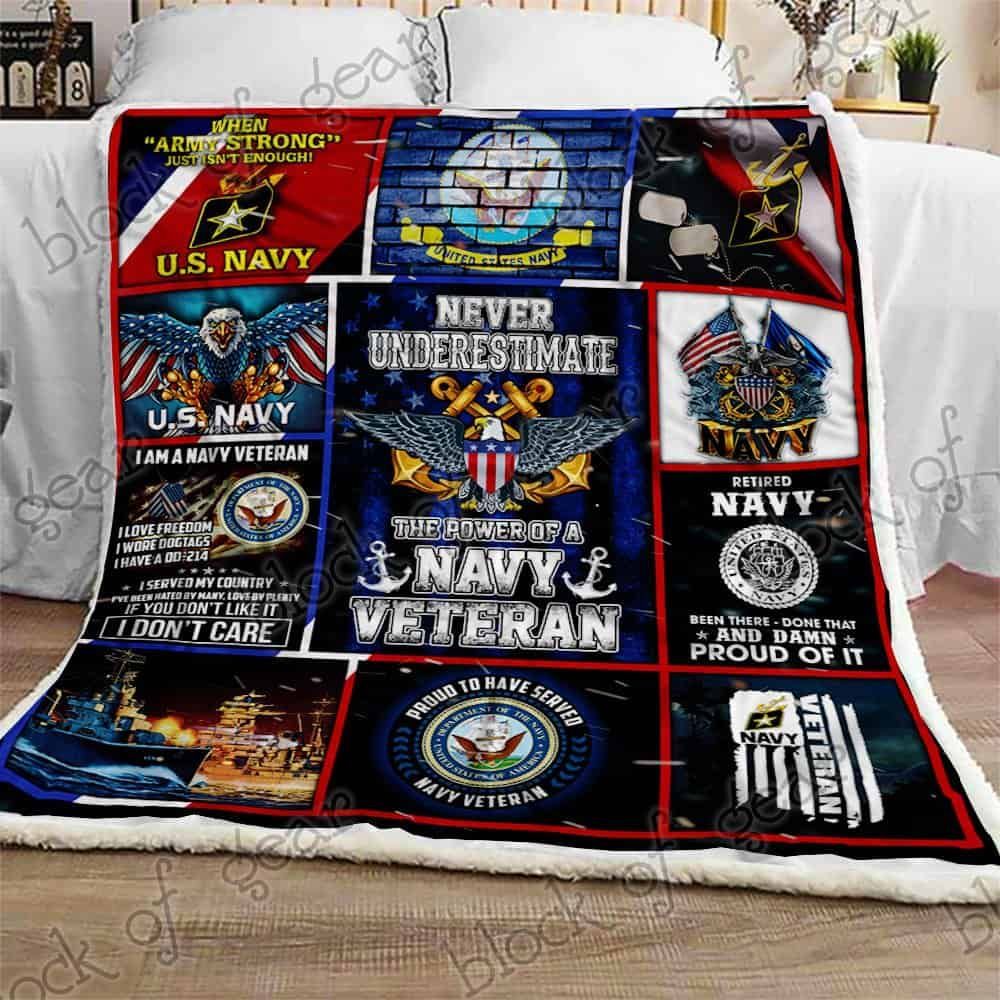 US Navy Veteran Sherpa Fleece Blanket