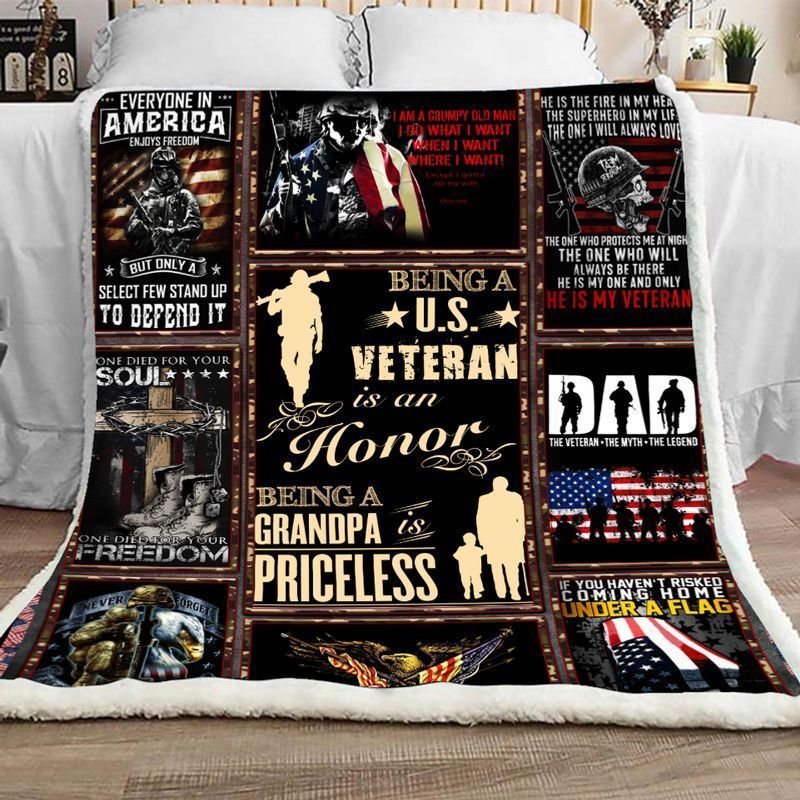 Us Veteran Sherpa Fleece Blanket