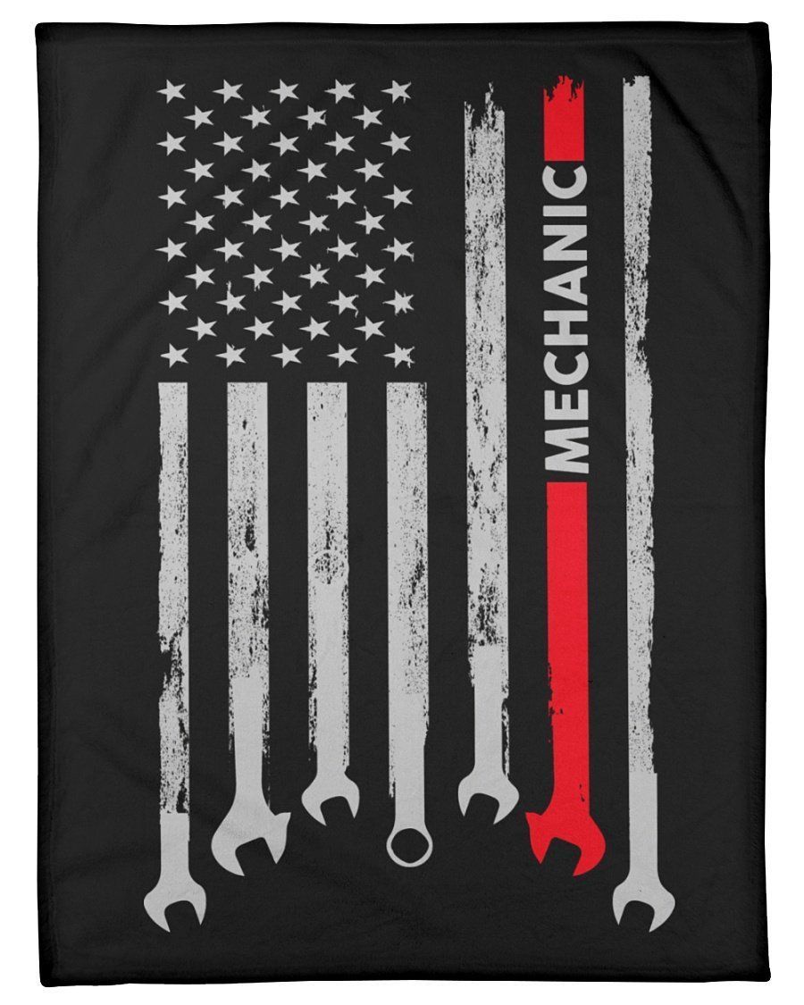 Usa Flag Gift For Mechanic Fleece Blanket