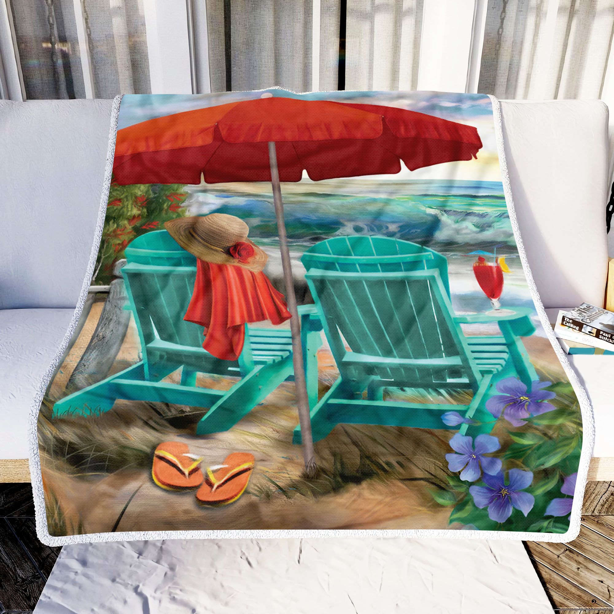 Vacation On The Beach Painting Fleece Blanket