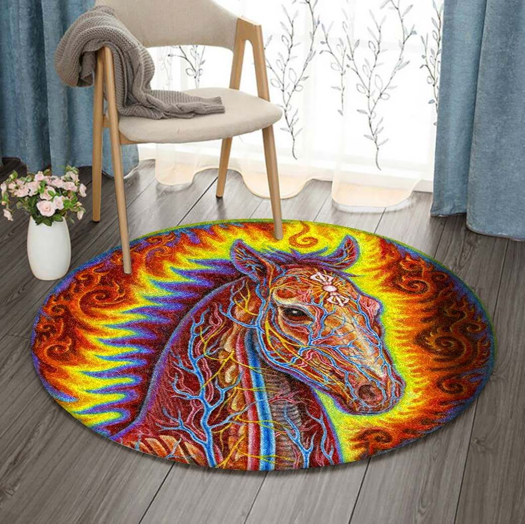Vajra Horse Round Carpet