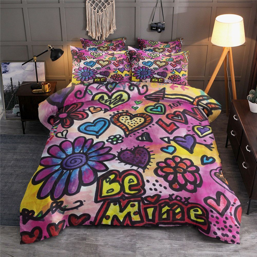 Valentine Be Mine Doodle Art Bedding Set