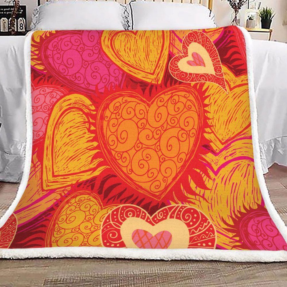 Valentine Heart Sherpa Fleece Blanket