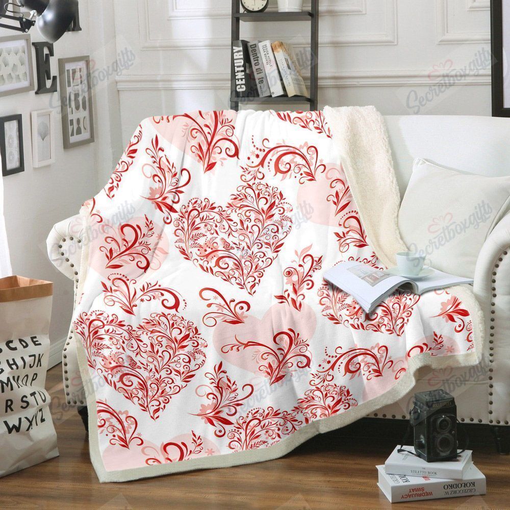 Valentine Heart Pattern Fleece Blanket