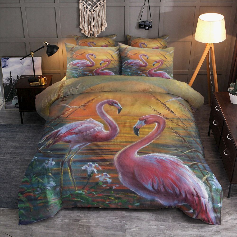 Valentine Love Flamingo Bedding Set