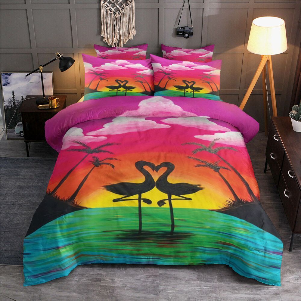 Valentine Love Flamingo Bedding Set