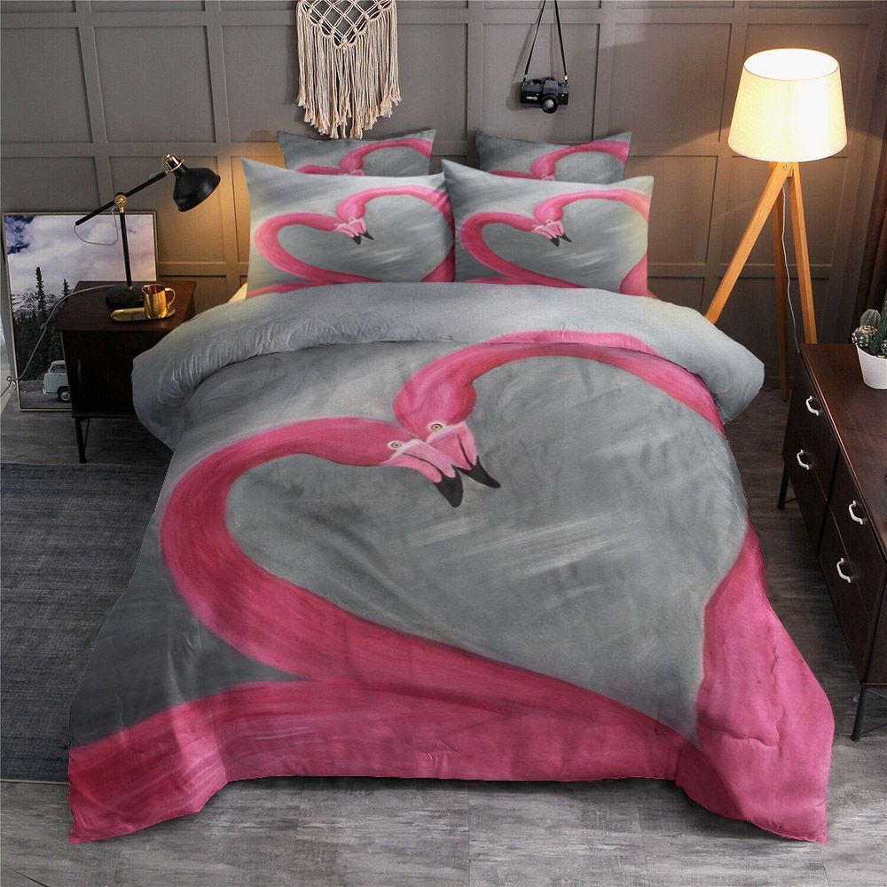 Valentine Love Flamingo Bedding Set