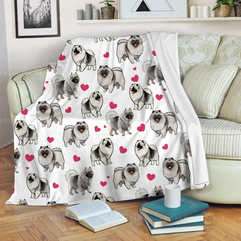Valentine’s Day Keeshond Heart Sherpa Fleece Blanket